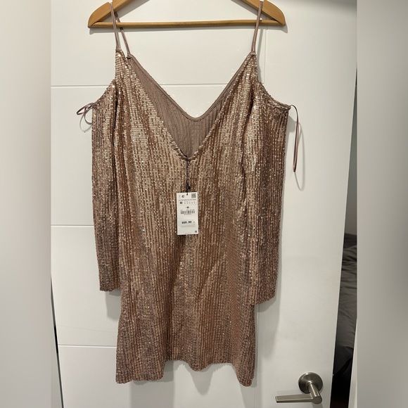 Zara rose gold sequin dress. New with tags. - Picture 3 of 4